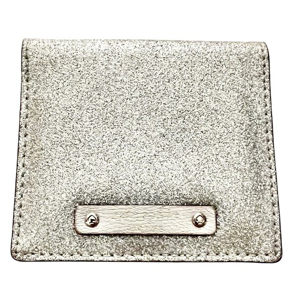 Kate Spade Serenade Haven Lane Glittery Silver Bi-Fold Mini Wallet - Picture 7 of 7